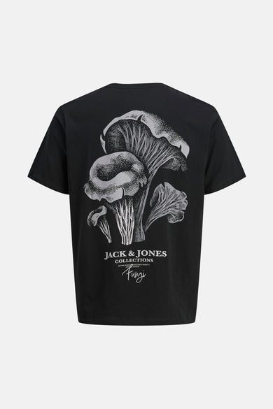 T-shirt noir à manches courtes d'ORIGINALS BY JACK & JONES, avec une grande image de chapeau de paille sur le dos.