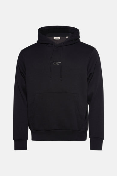 Zwarte sweater met capuchon van ORIGINALS BY JACK & JONES, met tekstprint op de borst en een buidelzak.