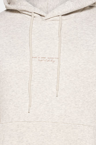 Beige sweater met kap van ORIGINALS BY JACK & JONES, met trekkoord en een opschrift in sierlijke letters.