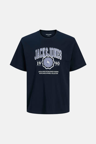Blauw T-shirt met korte mouwen van ORIGINALS by JACK & JONES, met vintage logo op de borst.

