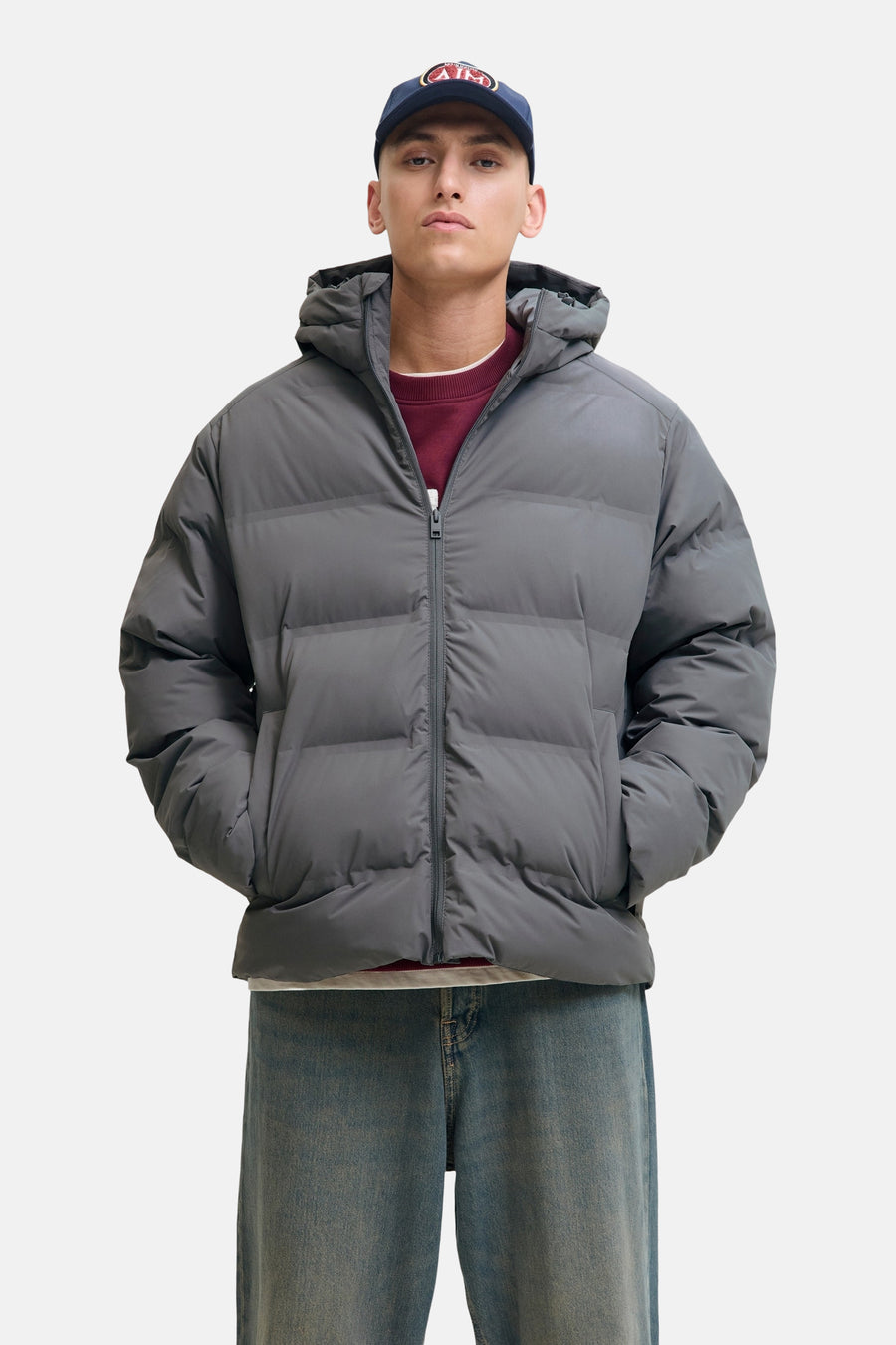 Veste en cuir - gris