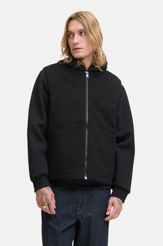 Zwarte bodywarmer van PREMIUM BLUE by JACK & JONES, met lange mouwen en een zilverkleurige rits.