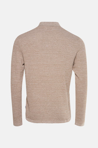 Beige trui met V-hals van CORE BY JACK & JONES, met fijne textuur en lange mouwen, achterkant.
