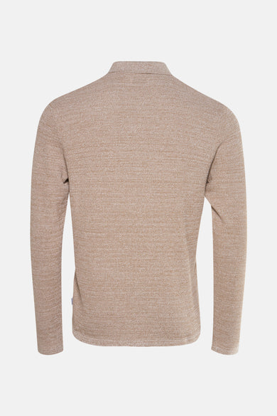 Beige trui met V-hals van CORE BY JACK & JONES, met fijne textuur en lange mouwen, achterkant.
