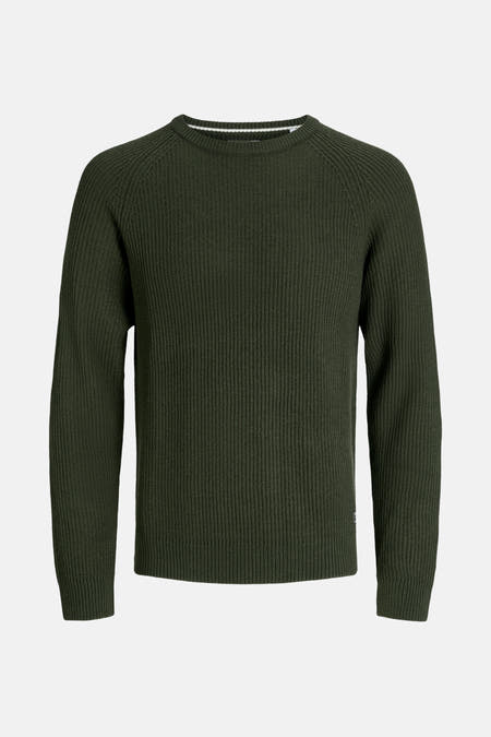 Groene trui met ronde hals van PREMIUM by JACK & JONES, met ribgebreide textuur.