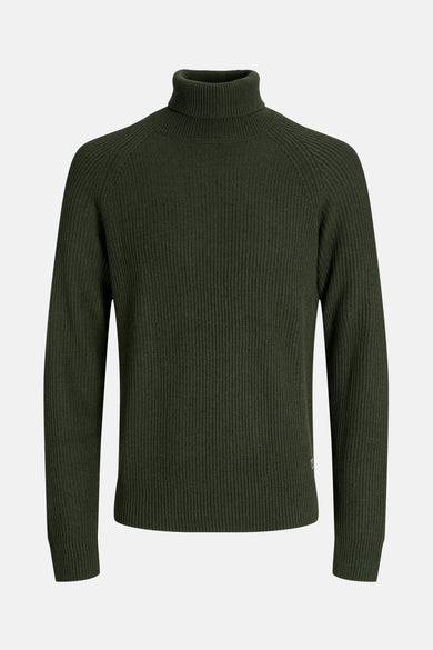Groene coltrui van PREMIUM by JACK & JONES, met een fijn geribbelde textuur.
