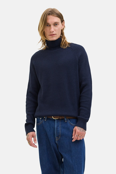 Pull col roulé Bleu - PREMIUM by JACK & JONES