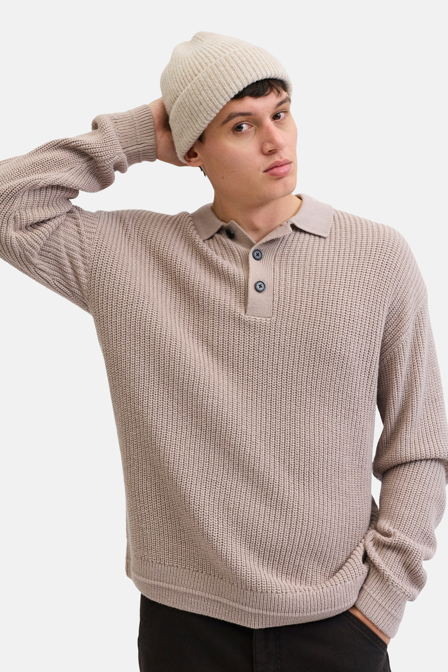 Pull met V-hals - beige - PREMIUM by JACK & JONES