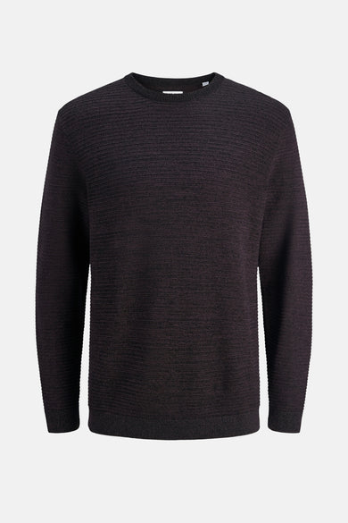 Paarse trui met ronde hals van CORE BY JACK & JONES, met subtiele horizontale ribstructuur.
