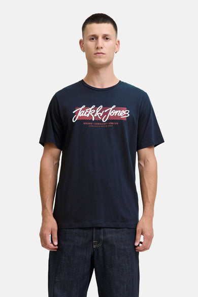 Blauw T-shirt met korte mouwen van ORIGINALS BY JACK & JONES, met witte logo-opdruk.