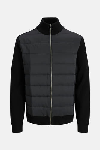 Zwart gilet van CORE BY JACK & JONES, met gewatteerd voorpand en gebreide mouwen, met ritssluiting.