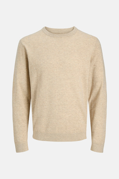 Beige ronde hals trui van PREMIUM by JACK & JONES, met een fijne gebreide textuur.