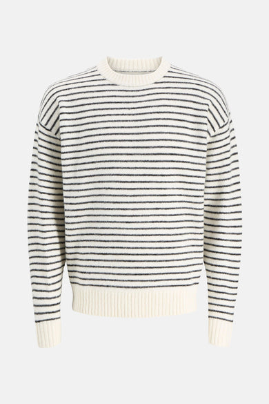 Ecru trui met ronde hals van ORIGINALS by JACK & JONES, met een gestreept patroon.
