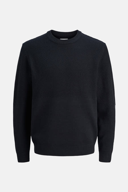 Blauwe trui met ronde hals van CORE BY JACK & JONES, met een fijne gebreide textuur.