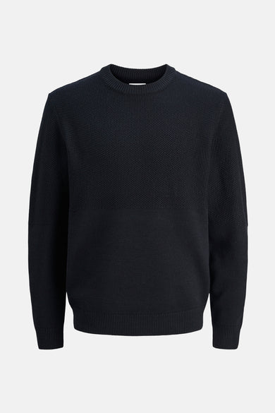 Blauwe trui met ronde hals van CORE BY JACK & JONES, met een fijne gebreide textuur.