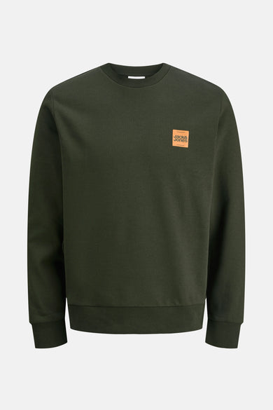 Groene sweater van ORIGINALS BY JACK & JONES, met een vierkant logo op de borst.