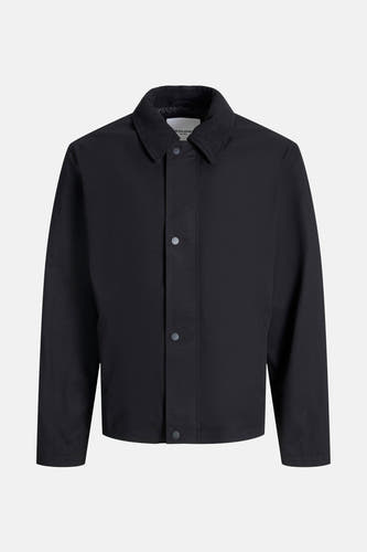 Manteau court noir d'ORIGINALS BY JACK & JONES avec un col en corduroy et une fermeture à boutons.