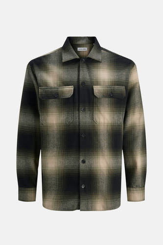 Chemise verte à manches longues d'ORIGINALS BY JACK & JONES, avec un motif de carreaux et des poches po.
