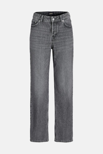 Jean droit gris de JJXX, avec cinq poches et une texture stonewashed.