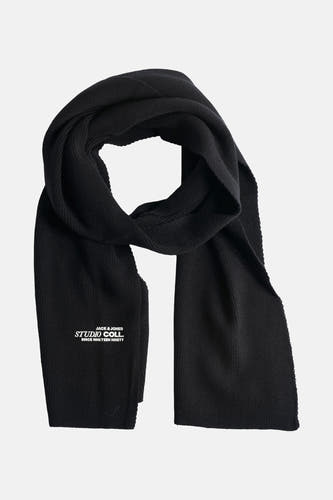 Chapeau d'hiver noir d'ACCESSORIES par JACK & JONES, avec une texture côtelée et un détail de logo.