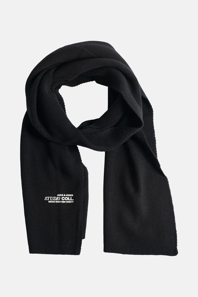 Chapeau d'hiver noir d'ACCESSORIES par JACK & JONES, avec une texture côtelée et un détail de logo.