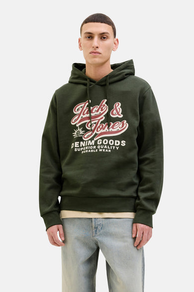 Pull-over vert de cap d'ORIGINALS BY JACK & JONES, avec une impression du logo.