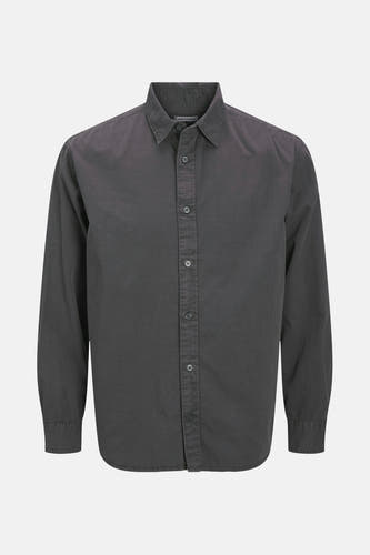 Grijs overhemd met lange mouwen van ORIGINALS BY JACK & JONES, effen textuur en knoopsluiting.