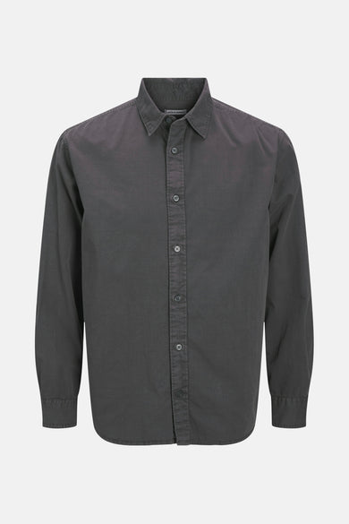 Grijs overhemd met lange mouwen van ORIGINALS BY JACK & JONES, effen textuur en knoopsluiting.