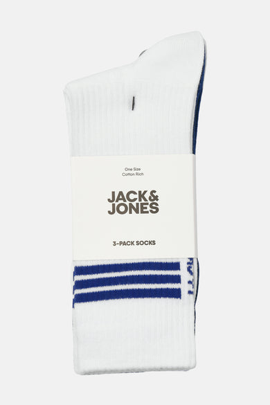Multikleurige sokken (multipack) van ACCESSORIES BY JACK & JONES, met blauwe strepen en een ribgebreide textuur.