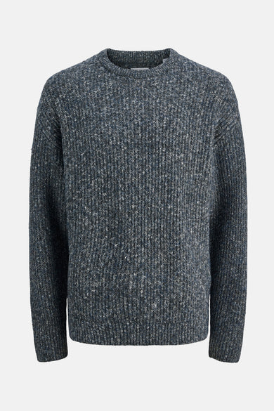 T-shirt bleu avec col rond de PREMIUM BLUE par JACK & JONES, en tissu côtelé.