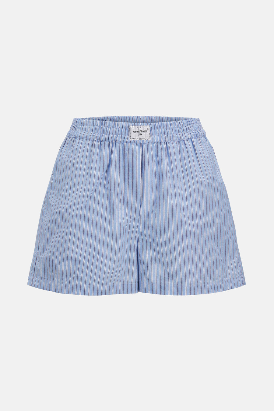 Blauw-wit gestreepte boxershorts met elastische tailleband.