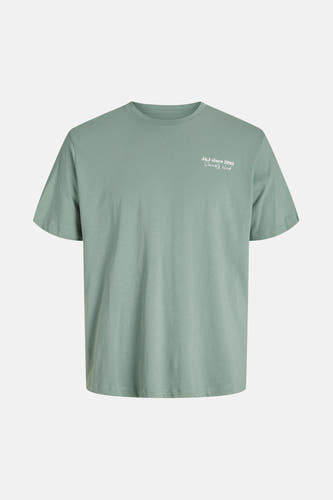 Groen T-shirt met korte mouwen van ORIGINALS BY JACK & JONES, met witte tekstprint op de borst.