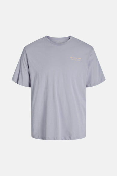 Paars T-shirt met korte mouwen van Originals by Jack & Jones, met een kleine tekstprint op de borst.