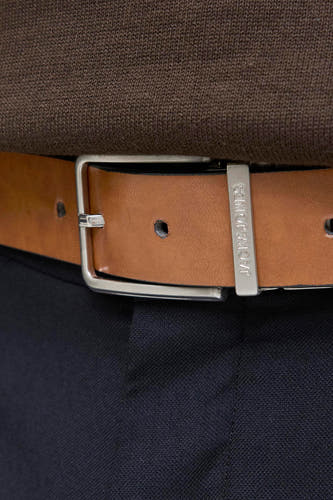 Ceinture brune d'ACCESSORIES BY JACK & JONES, avec boucle argentée.