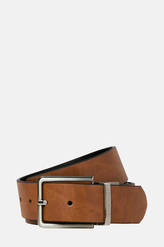 Bruine riem van ACCESSORIES BY JACK & JONES, met zilverkleurige gesp.