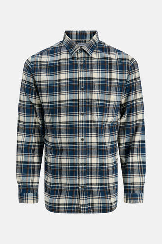 Blauw overhemd met lange mouwen van ORIGINALS BY JACK & JONES, met een ruitpatroon.

