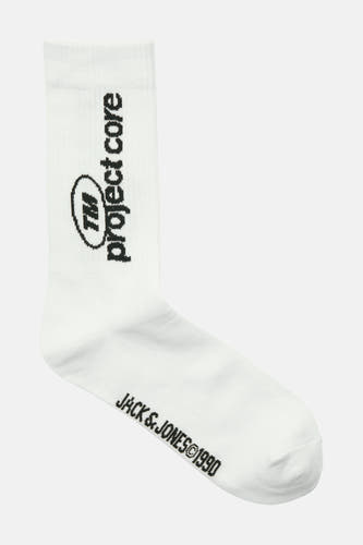 Witte sokken van ACCESSORIES BY JACK & JONES met zwarte print en logo.