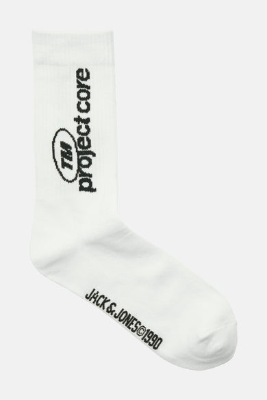 Witte sokken van ACCESSORIES BY JACK & JONES met zwarte print en logo.