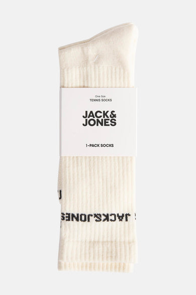 Ecru tennissokken van ACCESSORIES BY JACK & JONES, met merklogo op de enkel.