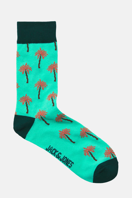 Chaussettes multicolores d'ACCESSORIES BY JACK & JONES, avec un motif de palmiers et des bordures et des ses.