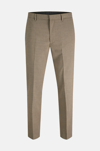 Bruine kostuumbroek van PREMIUM by JACK & JONES, met een subtiele textuur, staand weergegeven tegen een neutrale achtergrond.