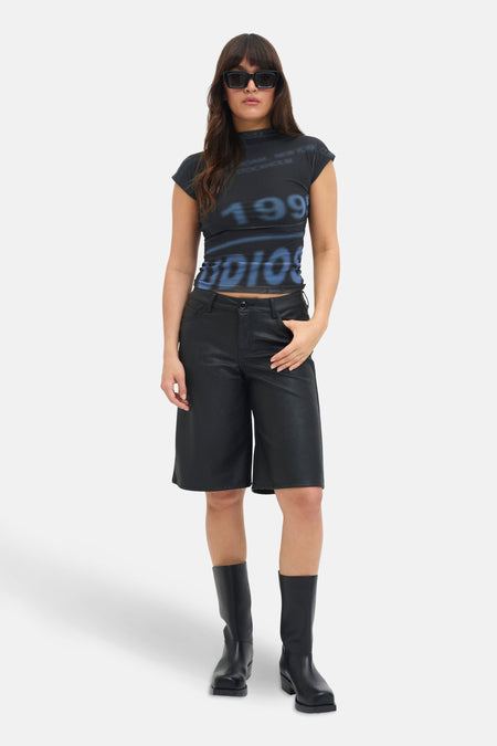 JXMINNA MESH SS HIGH NECK TOP WVN