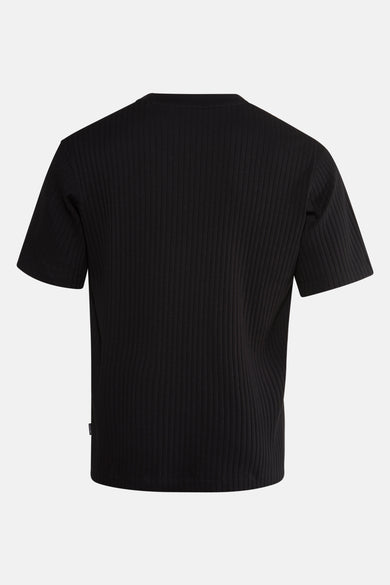 T-shirt noir à manches courtes de CORE par JACK & JONES, avec une texture côtelée sur le dos.