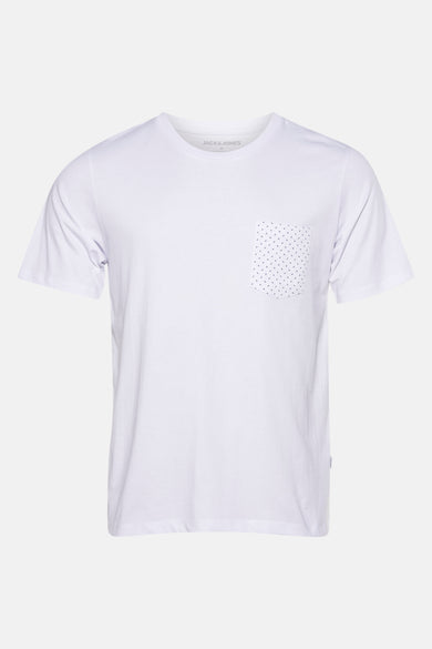 Wit T-shirt met korte mouwen van PREMIUM by JACK & JONES, met borstzakje voorzien van stippenpatroon.