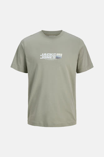 Groen T-shirt met korte mouwen van CORE by JACK & JONES, met een witte merklogo print.