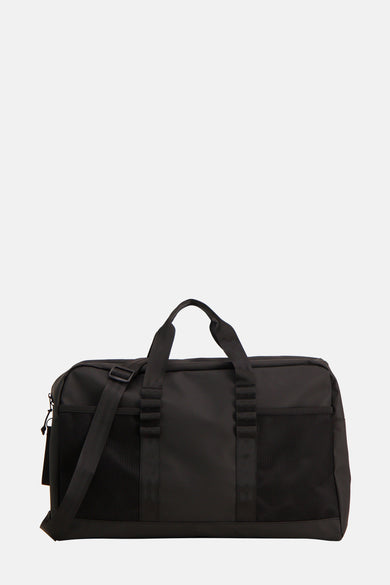 Sac à dos noir d'ACCESSORIES BY JACK & JONES, avec des détails de fermeture éclair et de ceinture, plan r.