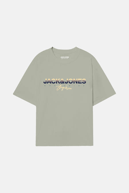 T-shirt vert de mantes courtes Originals by Jack & Jack, avec un nom de marque délavé et un logo en script.