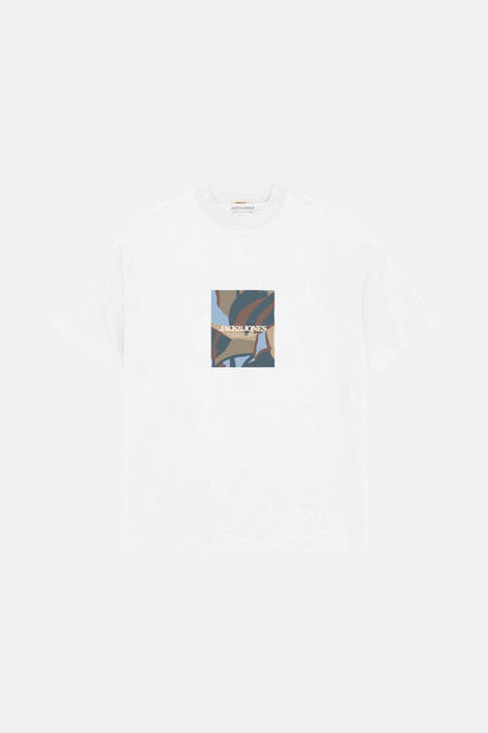 Wit T-shirt met korte mouwen van ORIGINALS BY JACK & JONES, met abstracte grafische print op de borst.