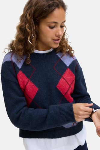 Pull à col rond - bleu - JJXX