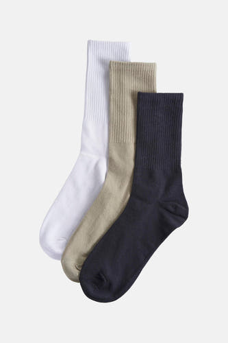 Meerkleurige sokken van ACCESSORIES BY JACK & JONES, geribd in wit, beige en marineblauw.